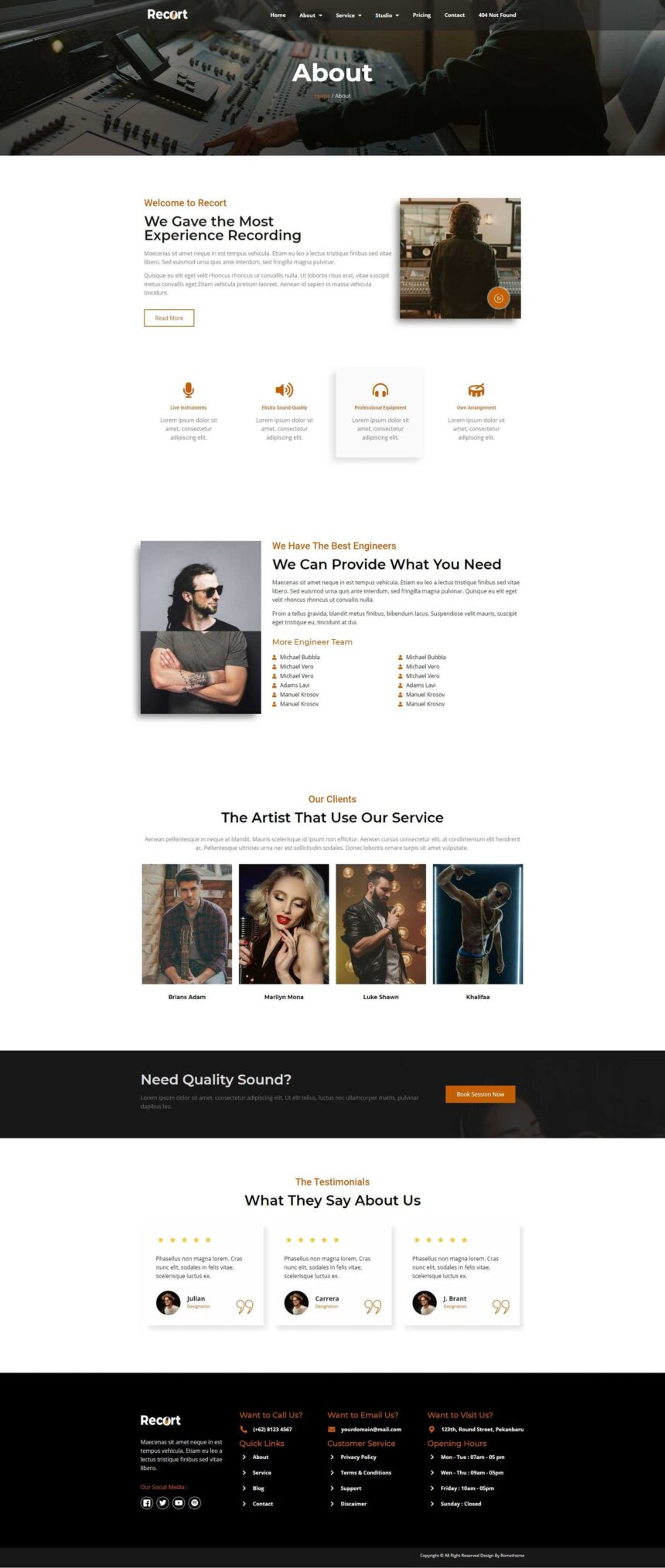 Recort Recording Studio Elementor Template Kit - Image 3