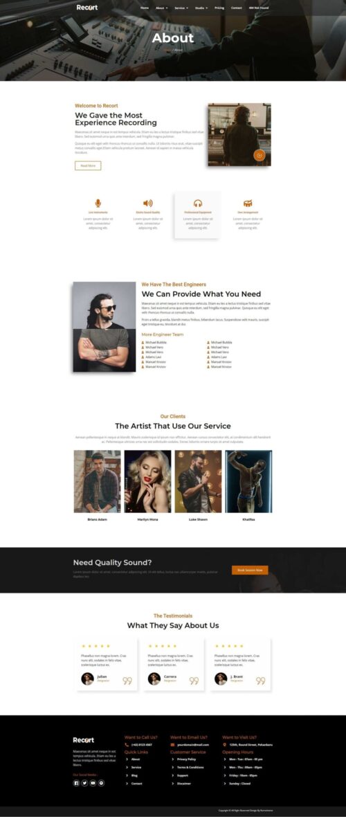 Recort Recording Studio Elementor Template Kit - Image 3