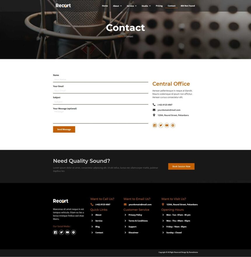Recort Recording Studio Elementor Template Kit - Image 4